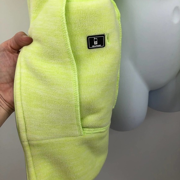 Calvin Klein Performance Womens Fleece Jacket Size M Neon Yellow Hooded Full Zip - Picture 7 of 10